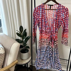 Colorful Print Adele Wrap Dress - BCBG